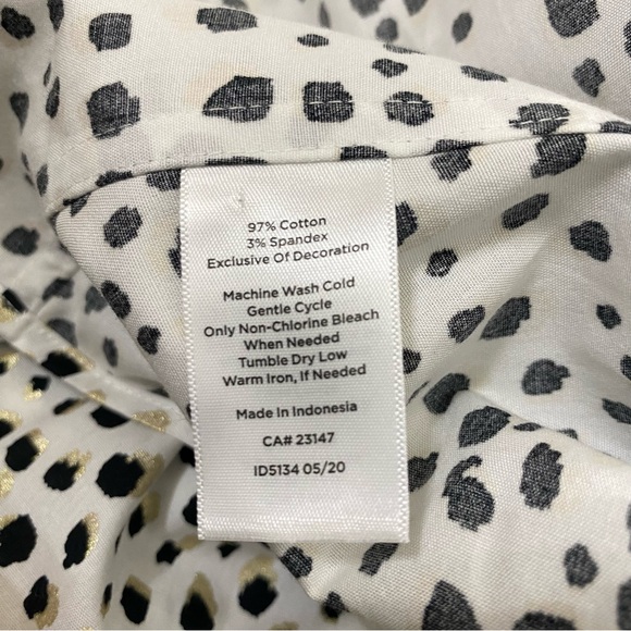 Talbots non iron leopard animal print metallic button-up long sleeve shirt 18 - Picture 14 of 14